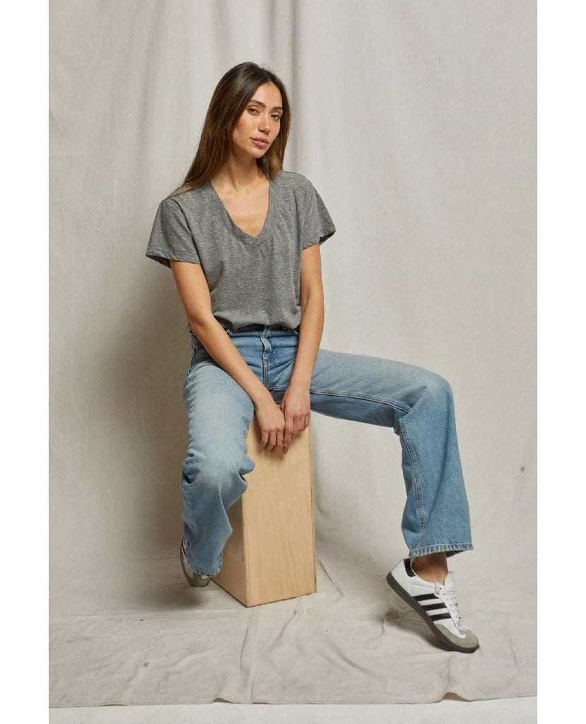 Hendrix V Neck Tee Heather Grey - PINK ARROWS