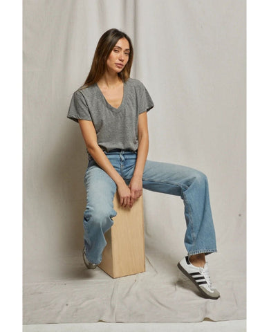 Hendrix V Neck Tee Heather Grey - PINK ARROWS