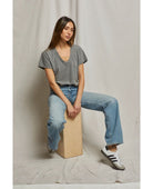 Hendrix V Neck Tee Heather Grey - PINK ARROWS