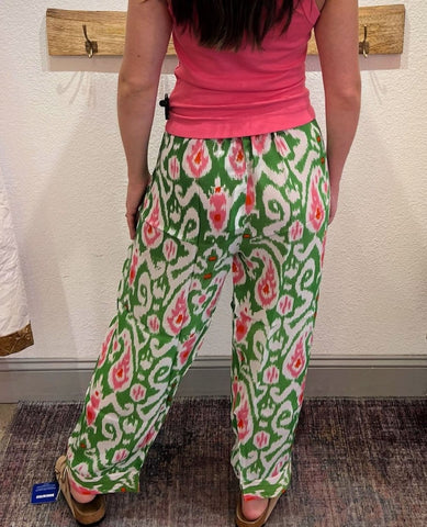 Ikat Print Green Lounge Pant - PINK ARROWS