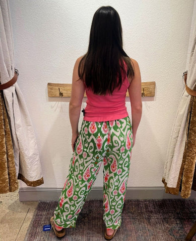 Ikat Print Green Lounge Pant - PINK ARROWS