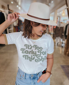 It's Too Early for This Shit Ringer Tee - PINK ARROWS