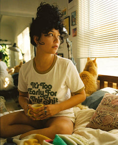It's Too Early for This Shit Ringer Tee - PINK ARROWS