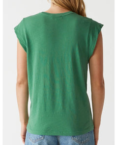 Joey Power Shoulder Tee Palm - PINK ARROWS