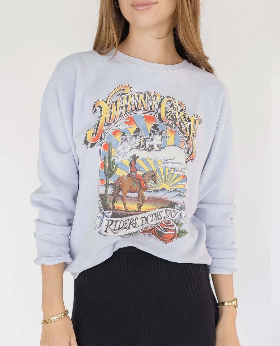 Johnny Cash Lavender Vintage Sweatshirt - PINK ARROWS