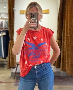 Johnny Cash Muscle Tank Red - PINK ARROWS