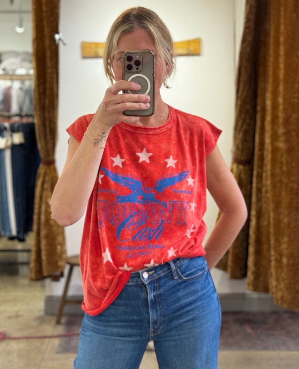 Johnny Cash Muscle Tank Red - PINK ARROWS