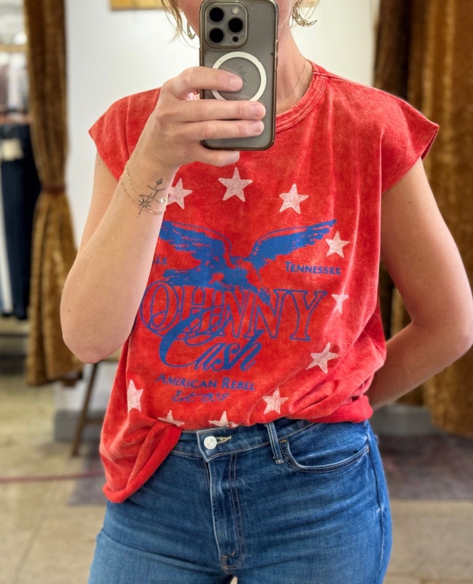 Johnny Cash Muscle Tank Red - PINK ARROWS