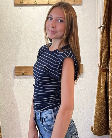 Joni Top Nocturnal/Grey Stripe - PINK ARROWS