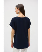 Joseph Ribkoff Crew Neck Pullover Navy - PINK ARROWS