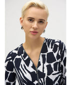 Joseph Ribkoff Tunic Black Print - PINK ARROWS