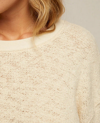 Juliette Cotton Mesh Sweater Natural - PINK ARROWS