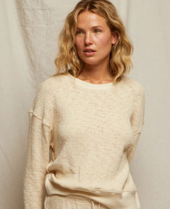 Juliette Cotton Mesh Sweater Natural - PINK ARROWS
