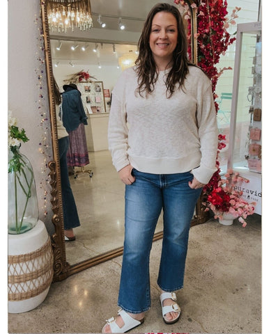 Juliette Cotton Mesh Sweater Natural - PINK ARROWS