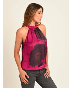Kaiya Floral Halter Top With Bow - PINK ARROWS