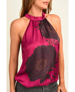 Kaiya Floral Halter Top With Bow - PINK ARROWS
