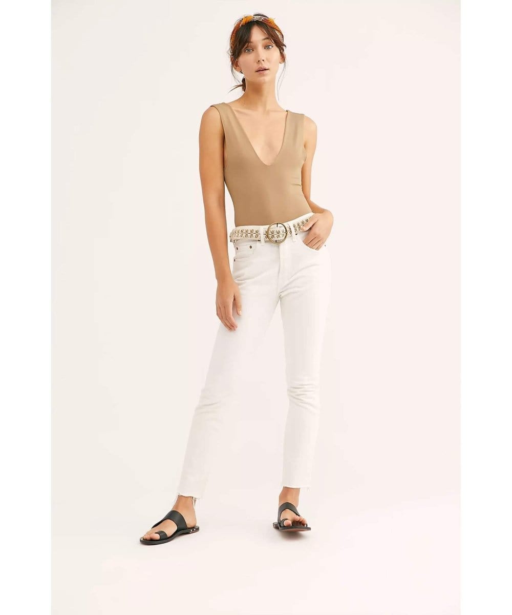 Keep it Sleek Bodysuit Tan - PINK ARROWS