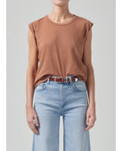 Kelsey Roll Sleeve Tee Topaz Malt Ball - PINK ARROWS