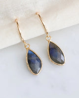 Labradorite Gold Hoop Earrings - PINK ARROWS