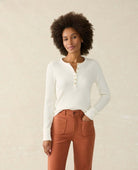Legend Apres Waffle Henley Ivory - PINK ARROWS