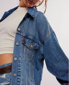 Levi's 90's Trucker Jacket Soft As Butter Dark - PINK ARROWS