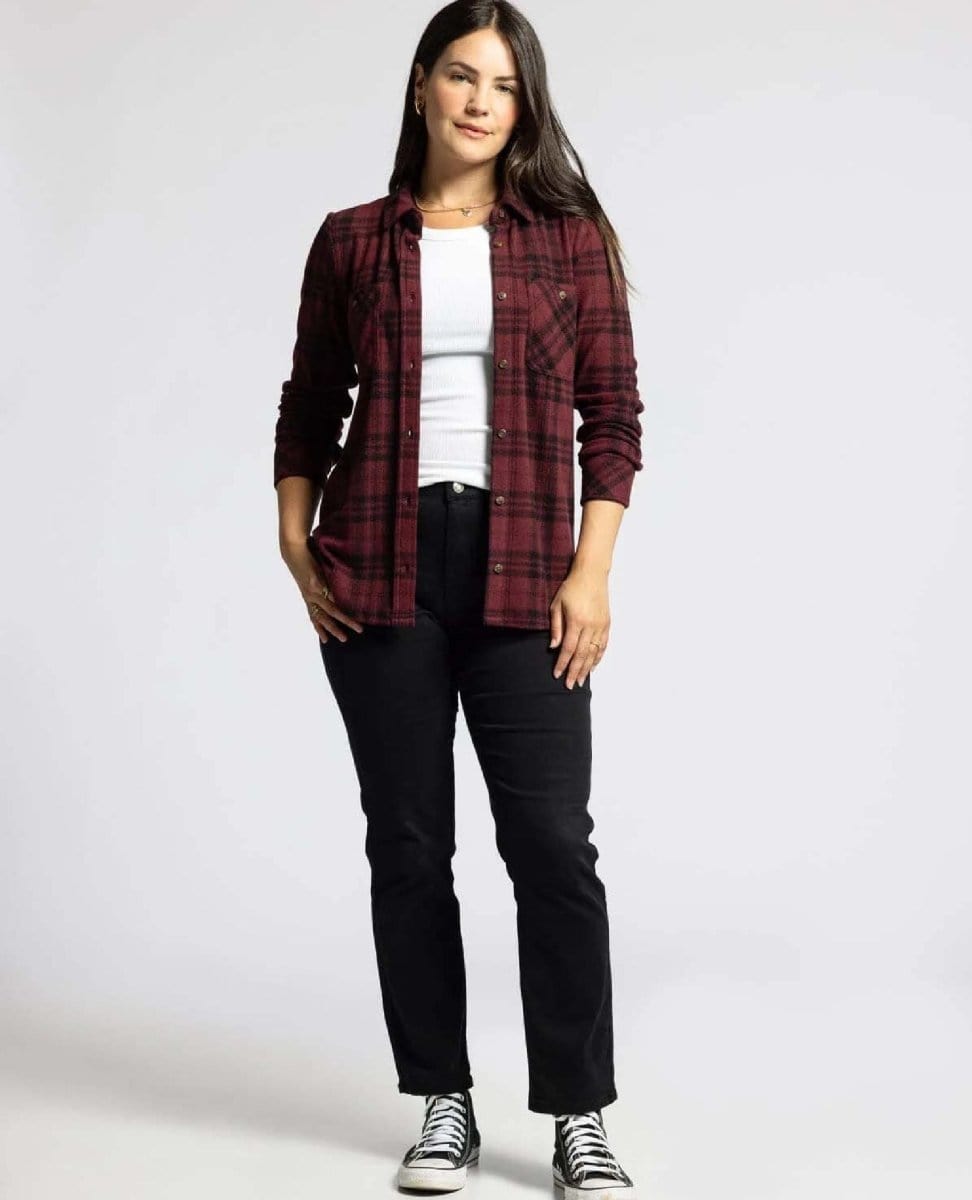 Lewis Long Sleeve Burgundy Plaid - PINK ARROWS