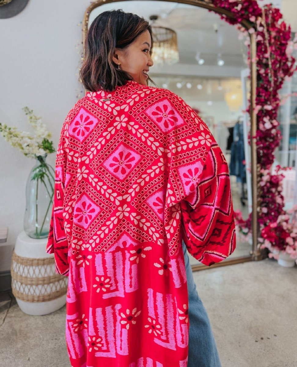 Libertine Reversible Robe in Cayenne - PINK ARROWS
