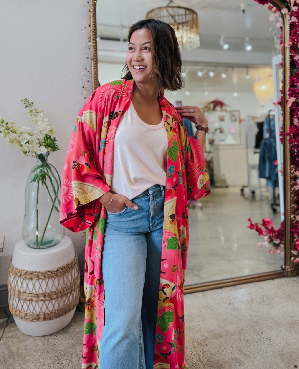 Libertine Reversible Robe in Cayenne - PINK ARROWS