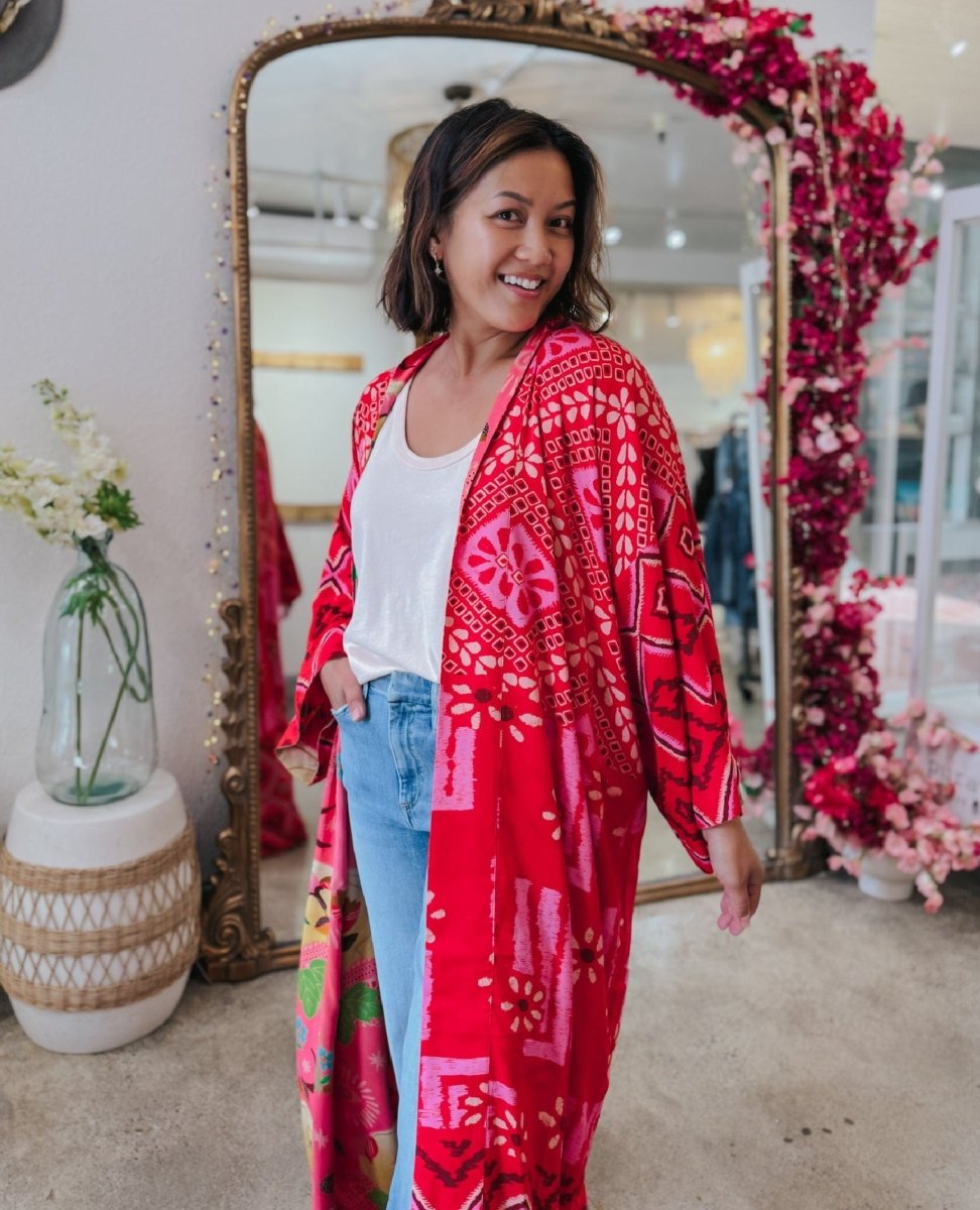 Libertine Reversible Robe in Cayenne - PINK ARROWS