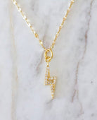 Lightning Gold Bolt Necklace - PINK ARROWS