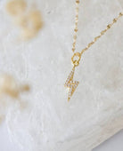 Lightning Gold Bolt Necklace - PINK ARROWS