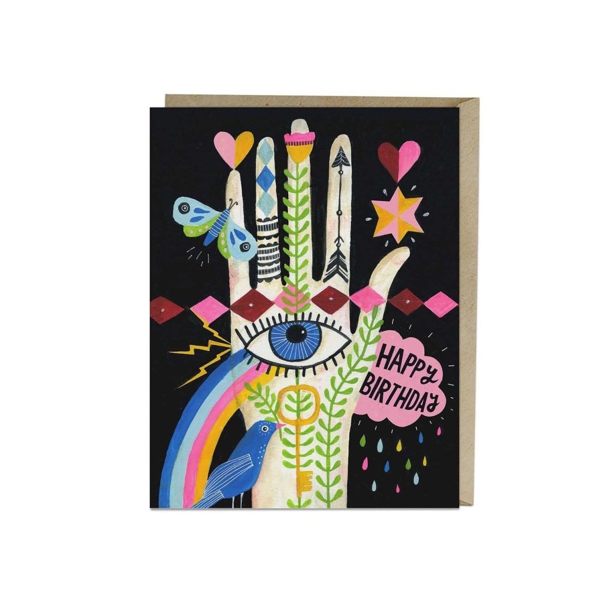 Lisa Congdon Rainbow Hand Birthday Card - PINK ARROWS