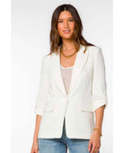 Lizzy White Tab Sleeve Blazer - PINK ARROWS