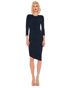 Long Sleeve Diana Midi Black Dress - PINK ARROWS