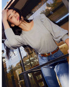 Loren 3/4 Sleeve Heather Grey - PINK ARROWS