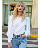 Loren 3/4 Sleeve White - PINK ARROWS