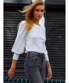 Loren 3/4 Sleeve White - PINK ARROWS