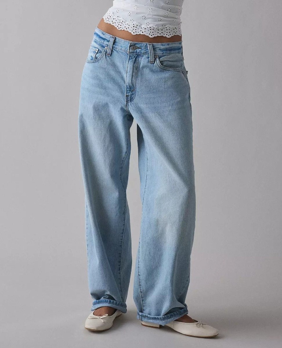 Low Loose Jeans Fan Flare - PINK ARROWS
