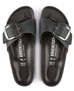 Madrid Big Buckle Oiled Leather Black - PINK ARROWS