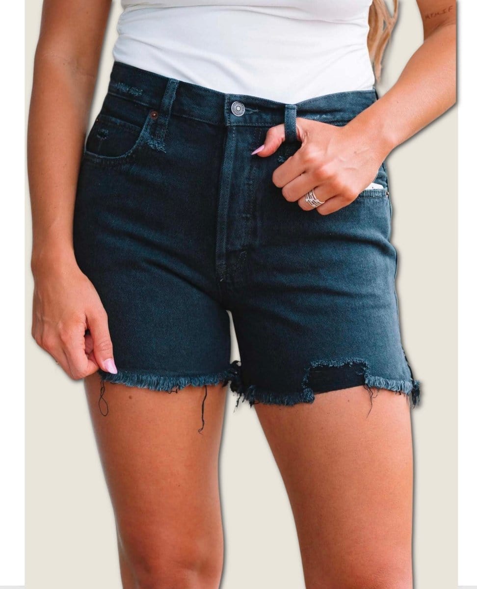 Makai Cut Off Vintage Short Washed Black - PINK ARROWS