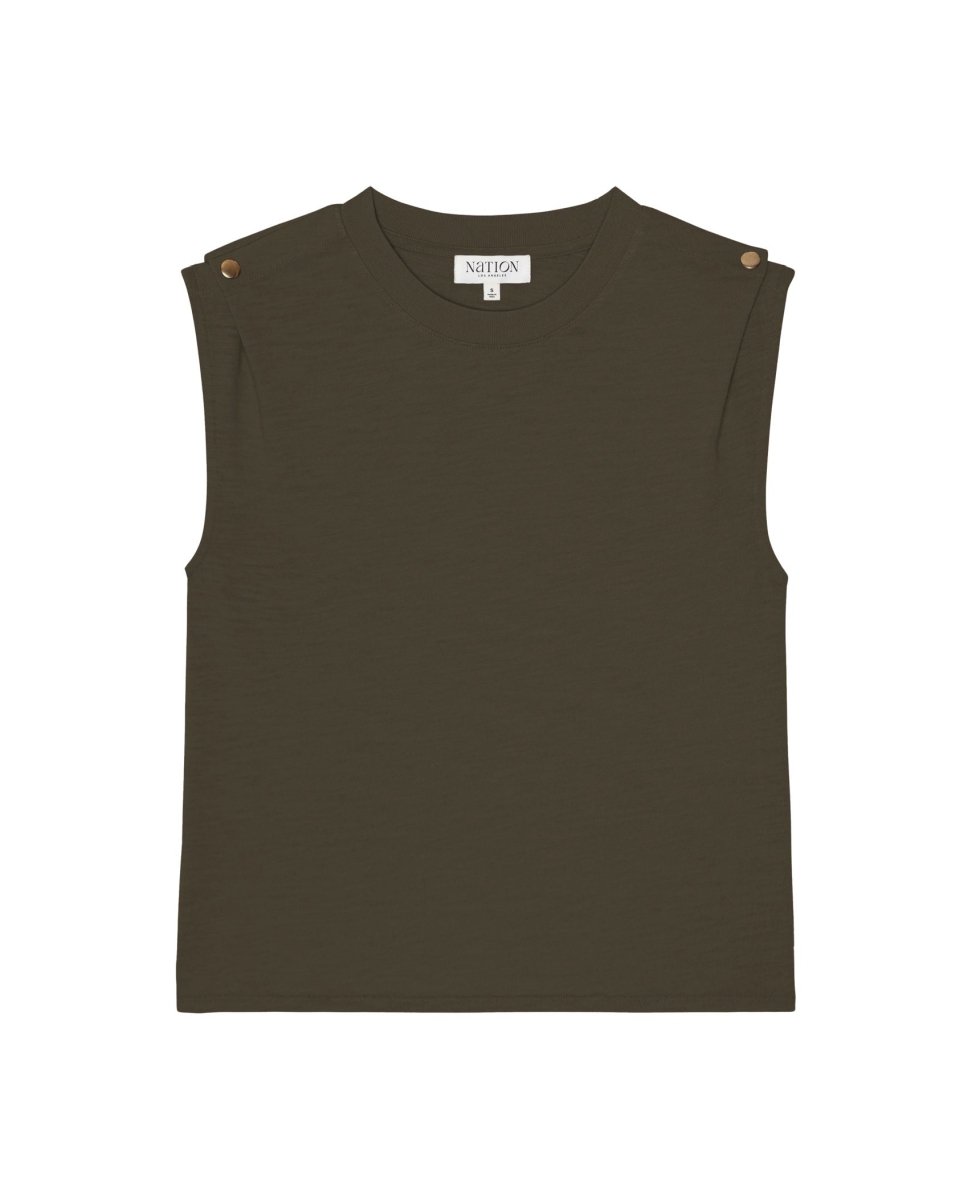 Marina Muscle Tee Espresso - PINK ARROWS
