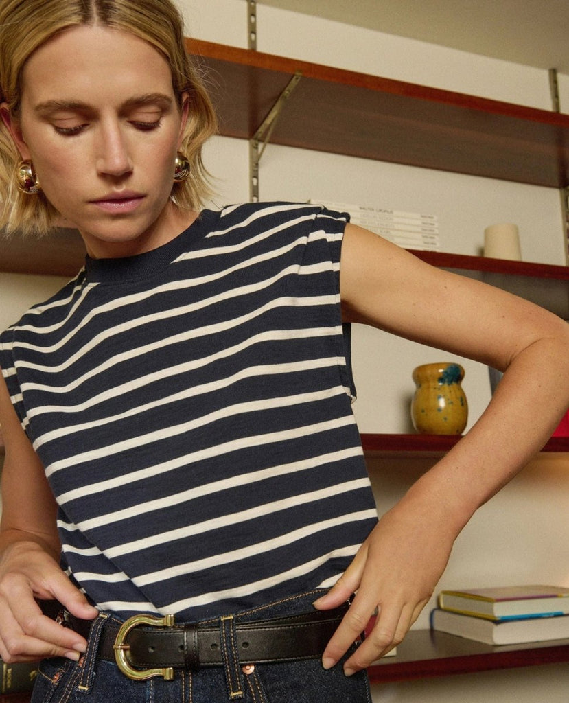 Marina Muscle Tee Playa Stripe - PINK ARROWS