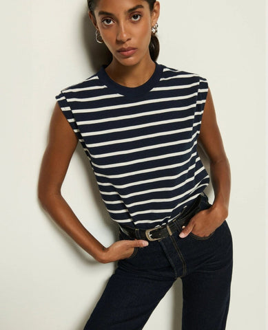 Marina Muscle Tee Playa Stripe - PINK ARROWS