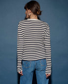 Marsel Long Sleeve Pointelle Stripe - PINK ARROWS