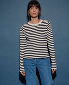 Marsel Long Sleeve Pointelle Stripe - PINK ARROWS