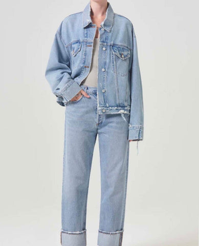 Martika Denim Jacket in Fray - PINK ARROWS