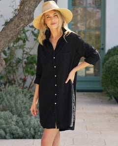 Mary Shirt Dress Blackout Denim - PINK ARROWS