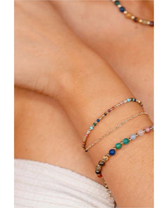 Master Healer Beaded Healing 4mm Bracelet in Gold - PINK ARROWS