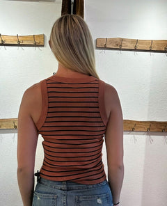Michael Stars Gina Tank Terra Stripe - PINK ARROWS