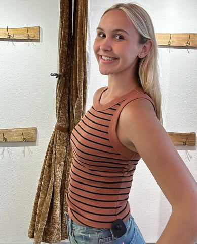 Michael Stars Gina Tank Terra Stripe - PINK ARROWS